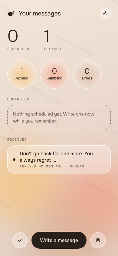 Mè app, Messages screen